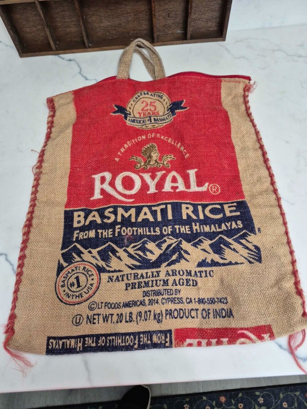 Royal Basmati Rice Burlap Bag with Zipper Product of India